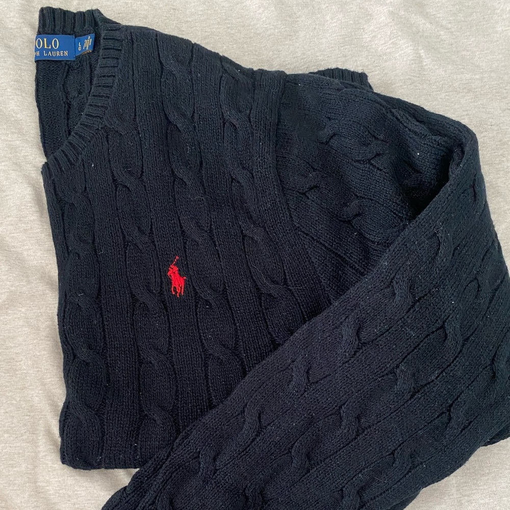*SOLD* Ralph Lauren Men's Black Cable Knit Sweater